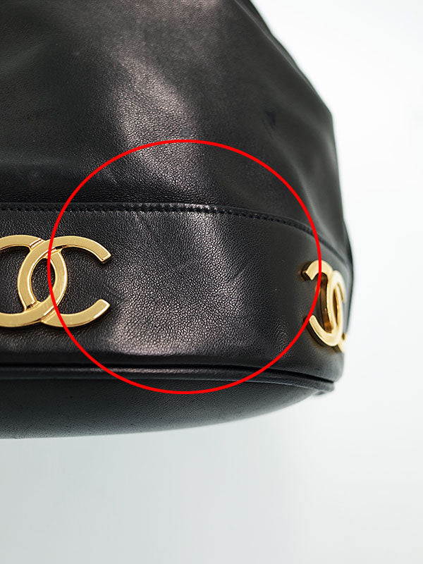 Chanel Triple Coco Mark Chain Shoulder Bag Black