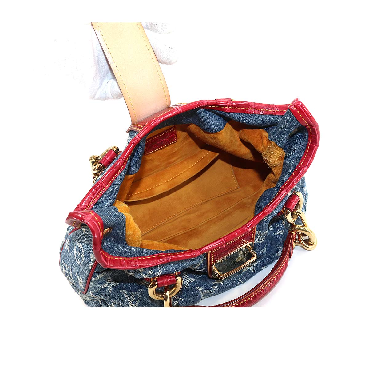 Louis Vuitton Monogram Denim Pleaty Aligator Shoulder Bag