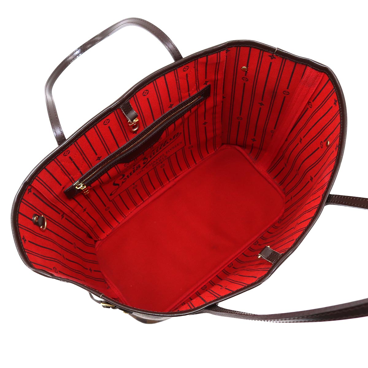 Louis Vuitton Damier Neverfull MM Tote Bag Ebene Cerise Brown Gold Hardware