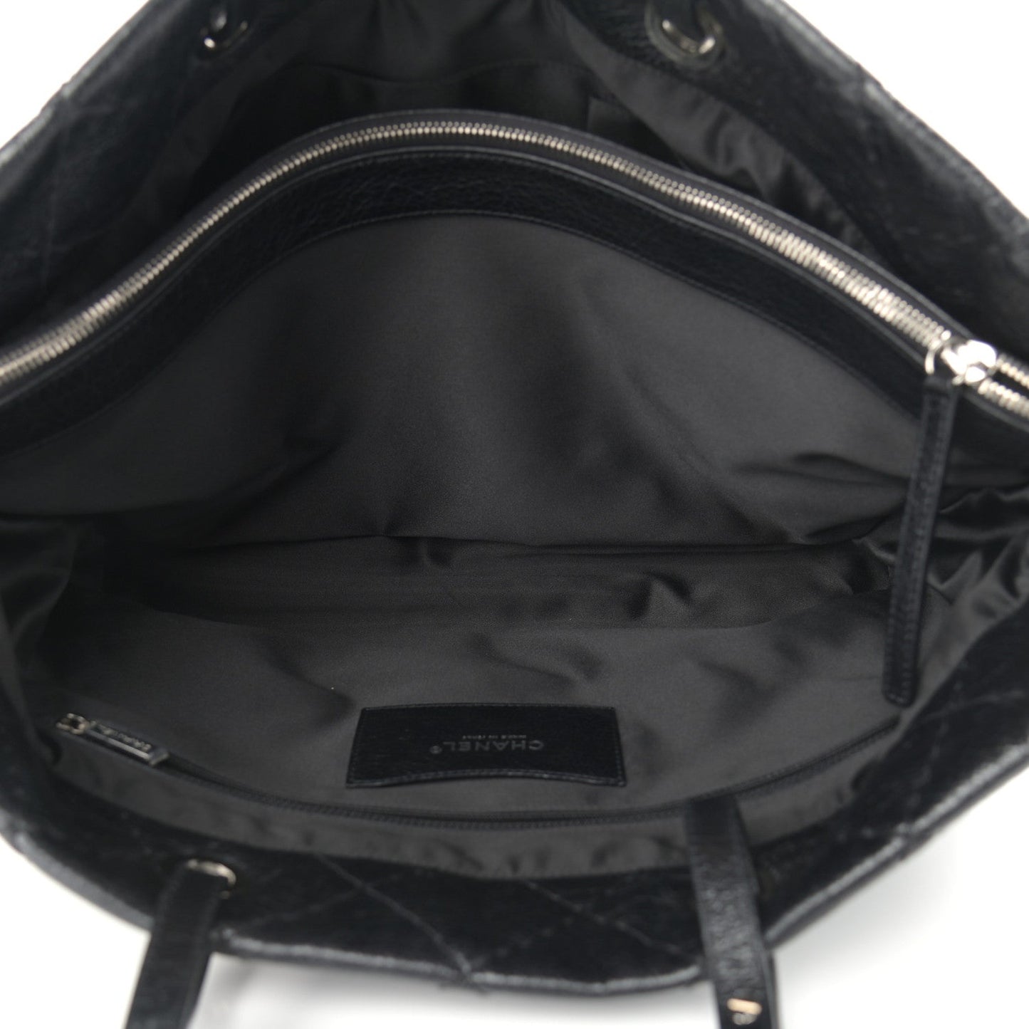 Glazed Calfskin Large On The Road Tote Black