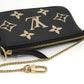 Louis Vuitton Mini Pochette Pouch Monogram Emplant Black Beige