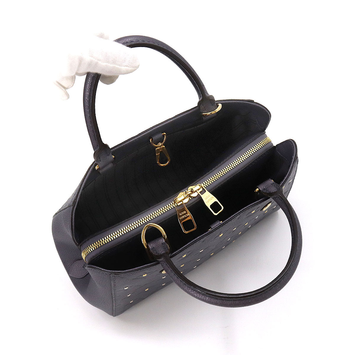 Louis Vuitton Emplant Montaigne BB Shoulder Bag Leather Silver Studs Black