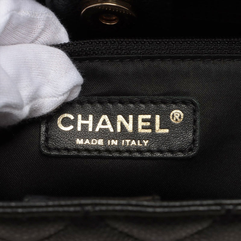Chanel Matelasse Coco Mark Double Chain Caviar Skin Black