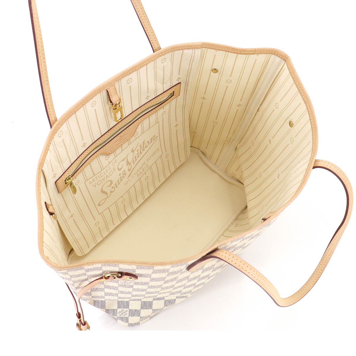 Louis Vuitton Damier Azur Neverfull MM Tote Bag White