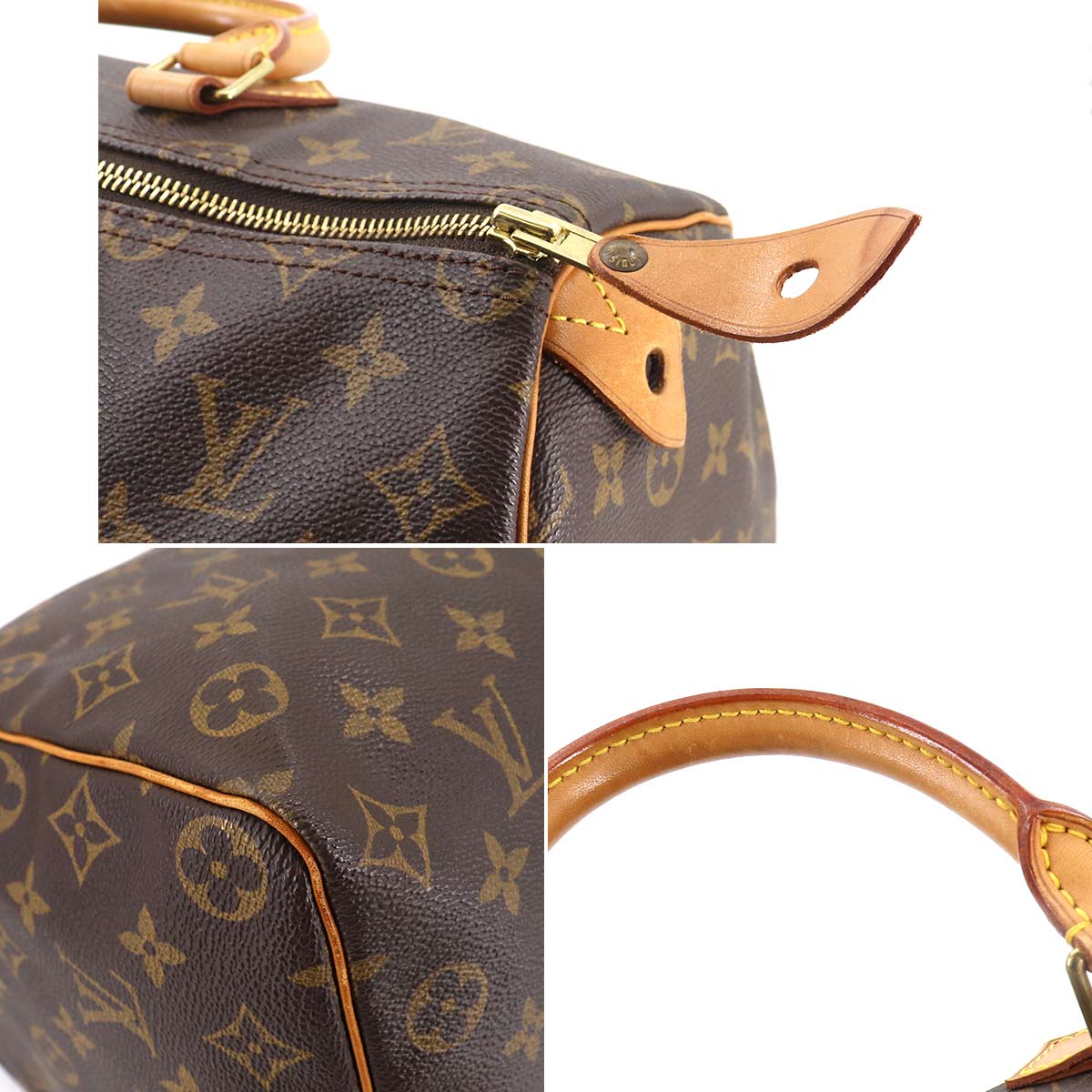Louis Vuitton Monogram Speedy 35 Hand Bag Brown Gold Hardware
