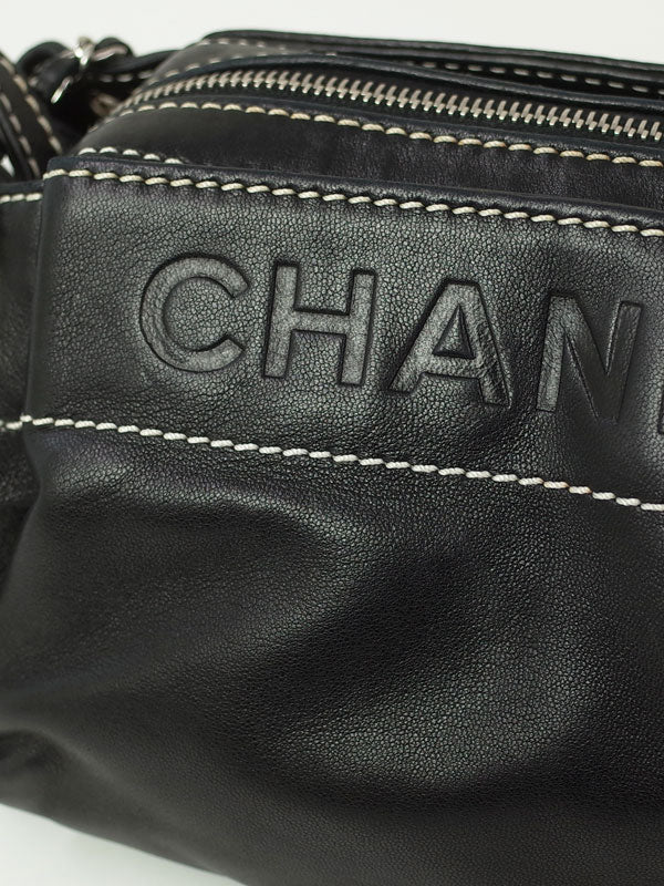 Chanel Logo Chain Semi-Shoulder Bag Black