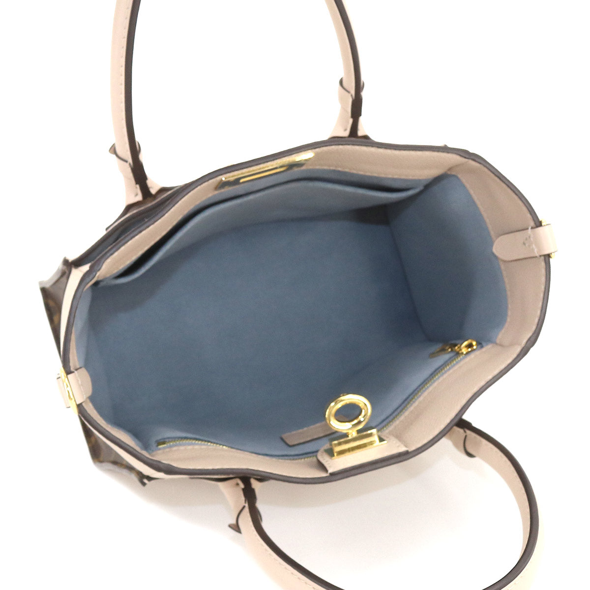 Louis Vuitton Monogram On My Side PM 2 Way Hand Shoulder Bag Leather Greige