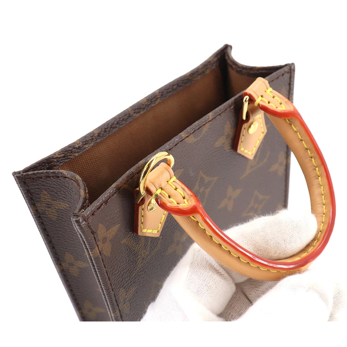 Louis Vuitton Monogram Petit Sac Plat 2 Way Hand Shoulder Bag Brown