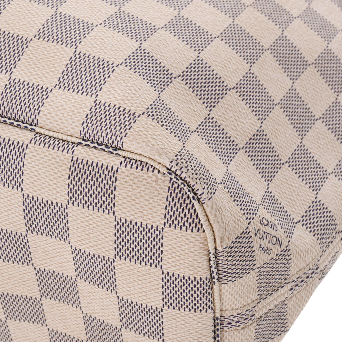 Louis Vuitton Damier Azur Neverfull PM White Canvas Handbag