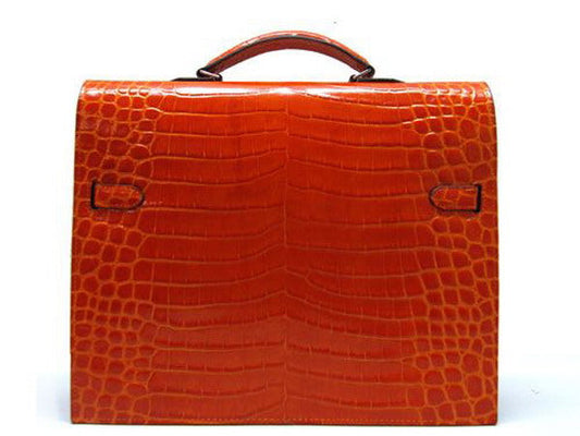 Luxury Hermes Briefcases H1053 Unisex Briefcase Orange Handbag