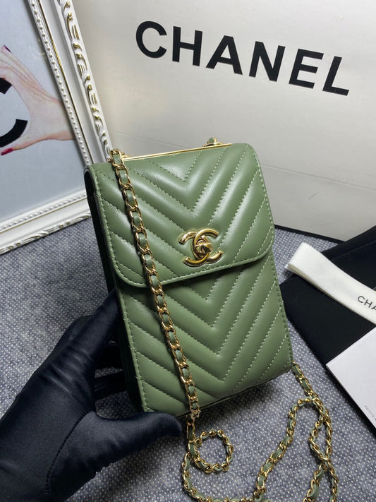 CHL -  Chevron Trendy CHL -  Phone Olive Bag For Women 18cm/7in
