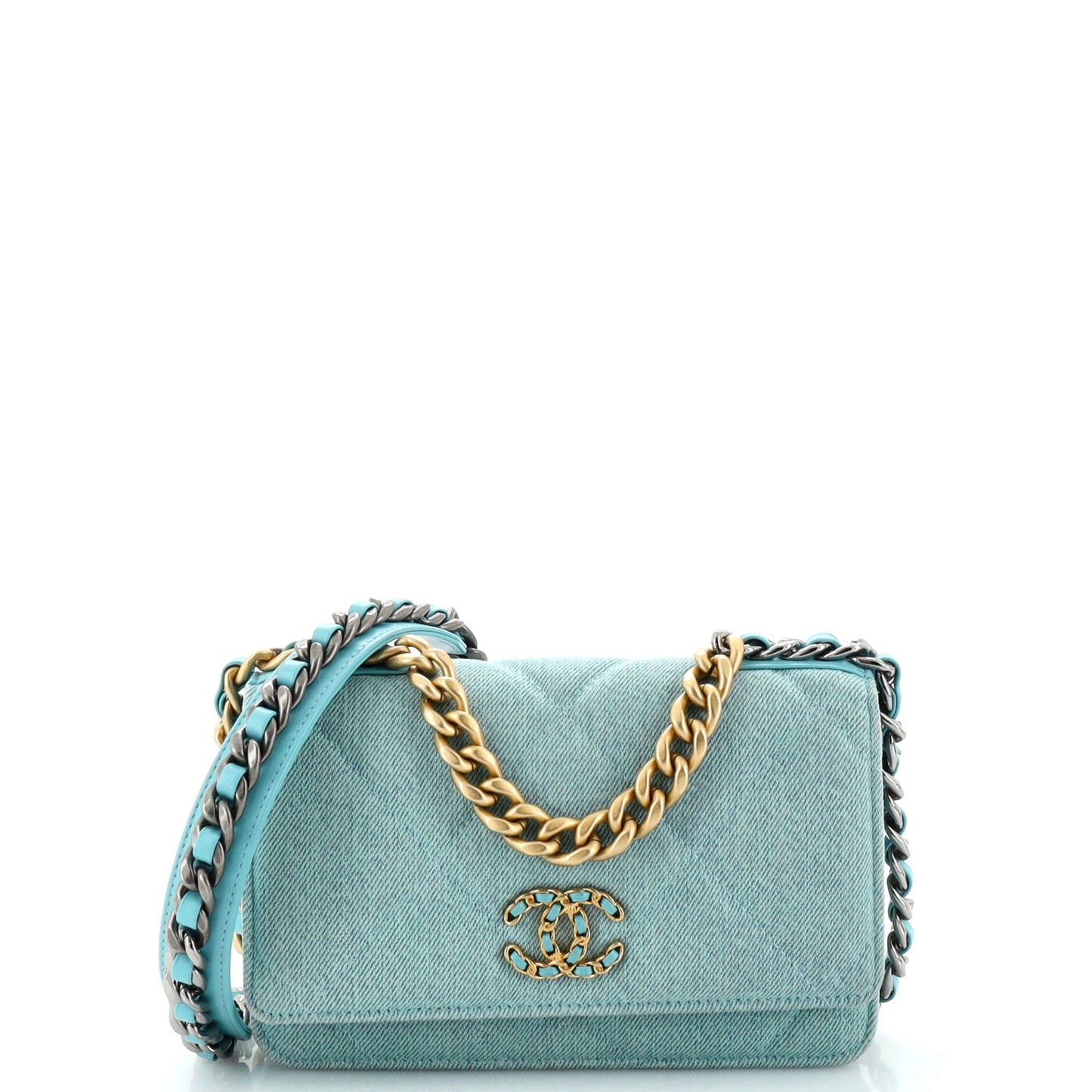 CHANEL 19 Wallet on Chain Quilted Denim