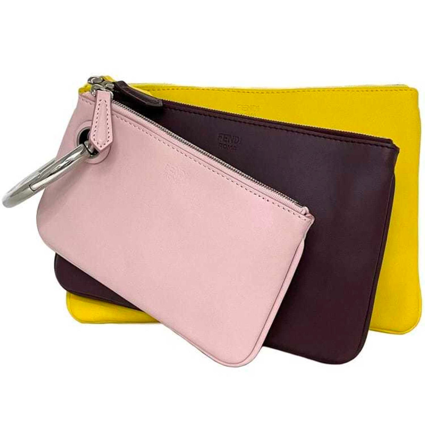 Fendi  pink yellow Leather Clutch Bag (Pre-Owned)