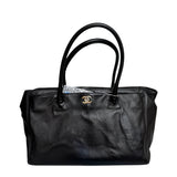 Chanel Cerf Executive Black Caviar Leather Handbag Gold Hardware