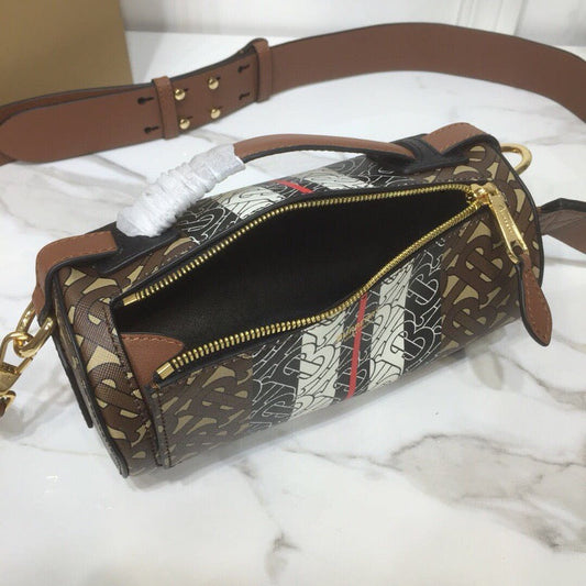 B-Berry - BB  The Monogram Stripe E-canvas Barrel Bag For Women, Bags 8.3in/21cm