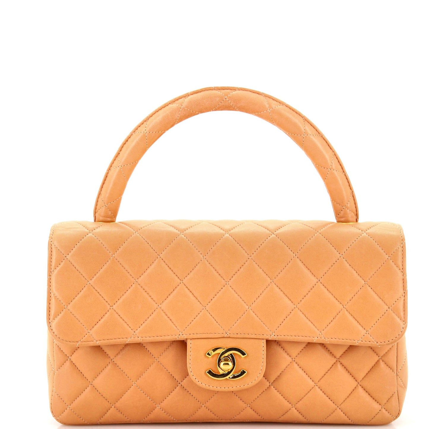 CHANEL   Twin Top Handle Flap Bag Quilted Lambskin Medium