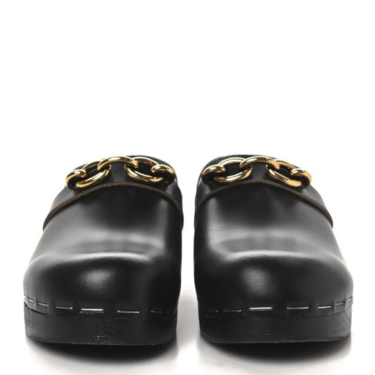 Saint Laurent Smooth Calfskin Le Maillon Clogs 39 Black