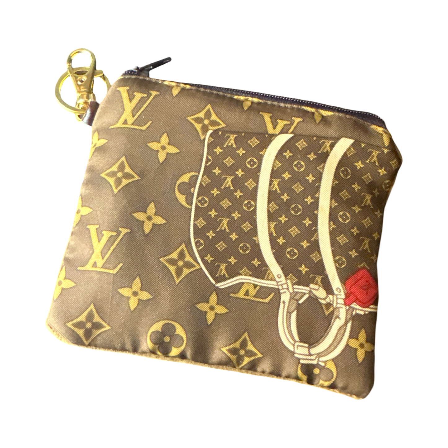 Monogram Luggage   Silk Scarf Coffee Run Keychain Bag