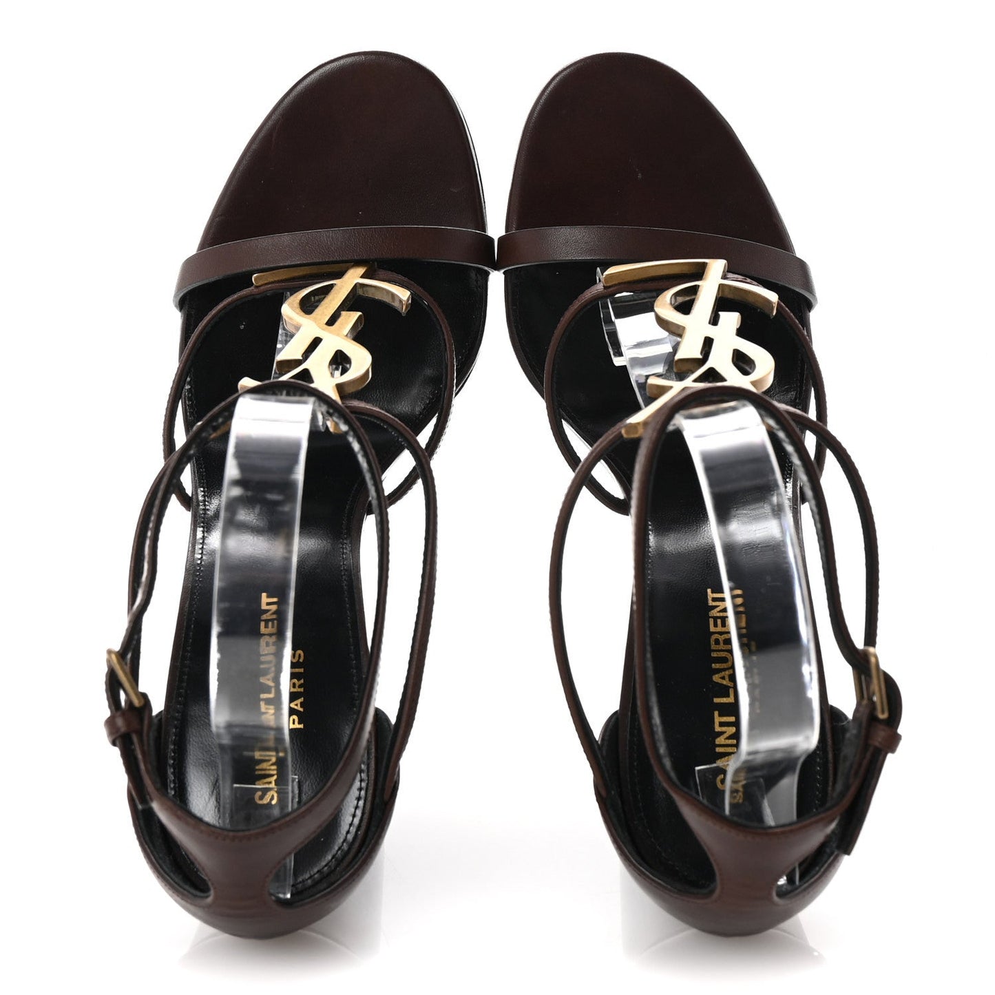Saint Laurent Calfskin Cassandra 105 Wedges 40 Moro