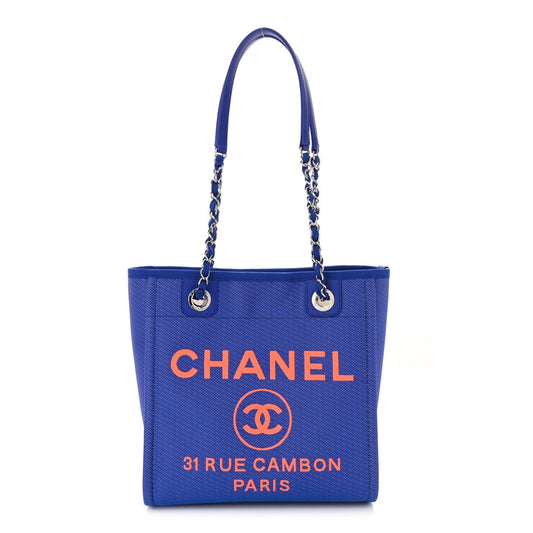 Amelia Mixed Fibers Mini Deauville Tote Blue Orange