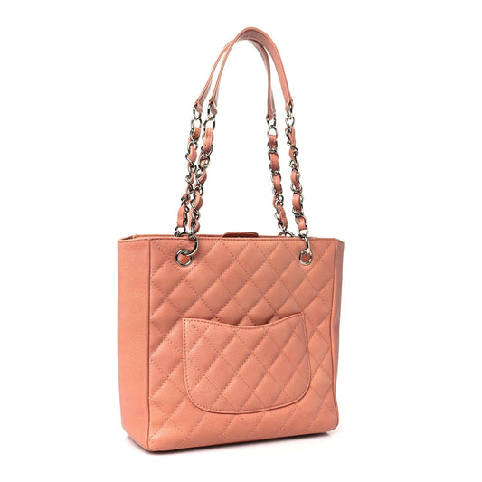 Amelia Caviar Quilted Petit Shopping Tote PST Pink