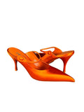 Prada Orange Satin Heel Mules