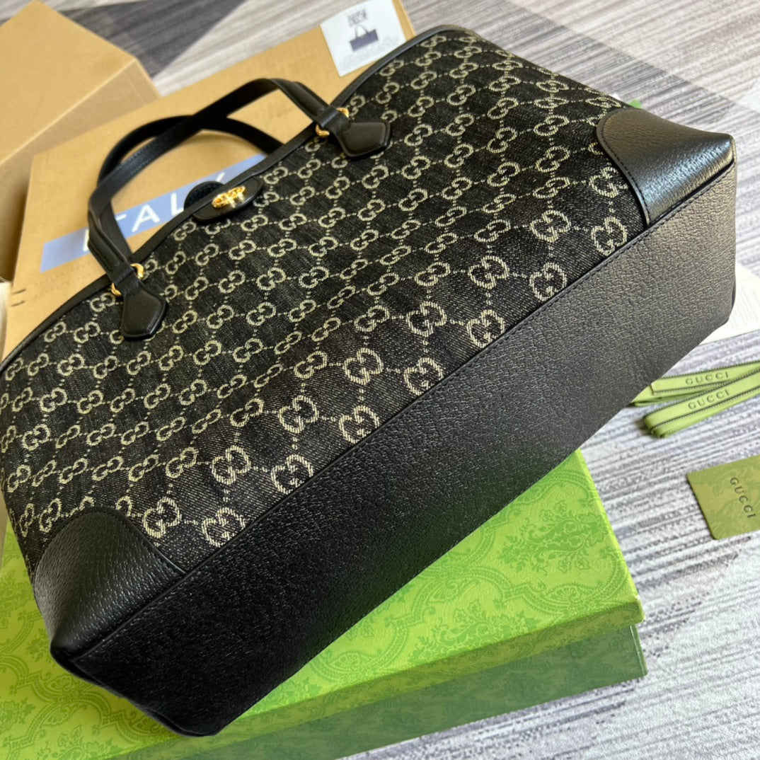 GG TOTE BAG Handbag BLACK WATERPROOF FABRIC 631685