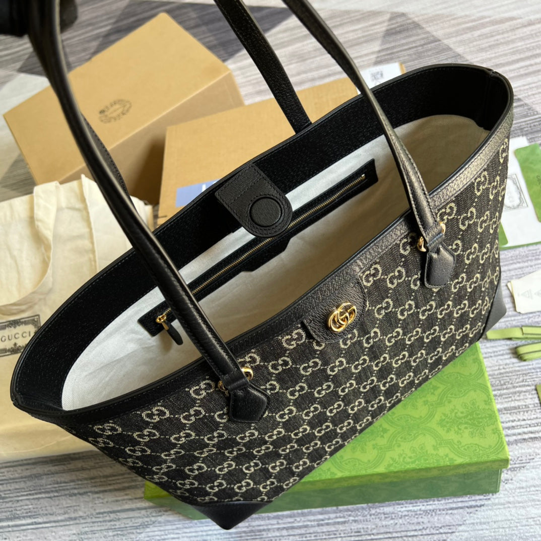 GG TOTE BAG Handbag BLACK WATERPROOF FABRIC 631685
