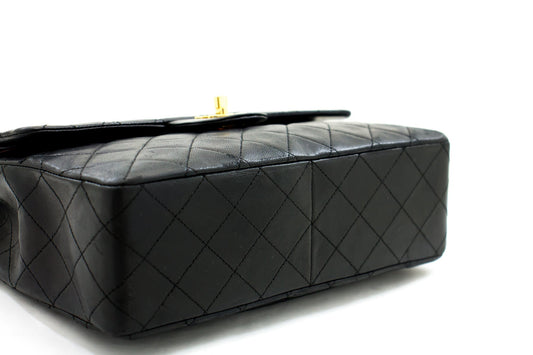 CHANEL 2.55 Double Flap Square Chain Shoulder Bag Black Lambskin