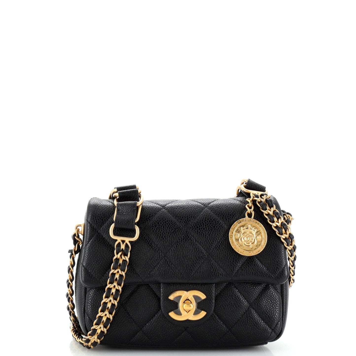 CHANEL Chain Soul Flap Bag Quilted Caviar Mini
