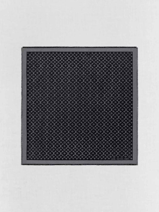 LOUIS VUITTON Black & Silver Monogram Shawl
