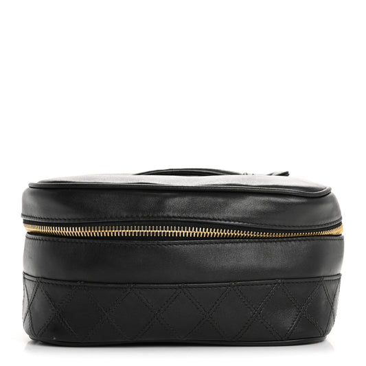 Amelia Lambskin Vanity Cosmetic Case Black