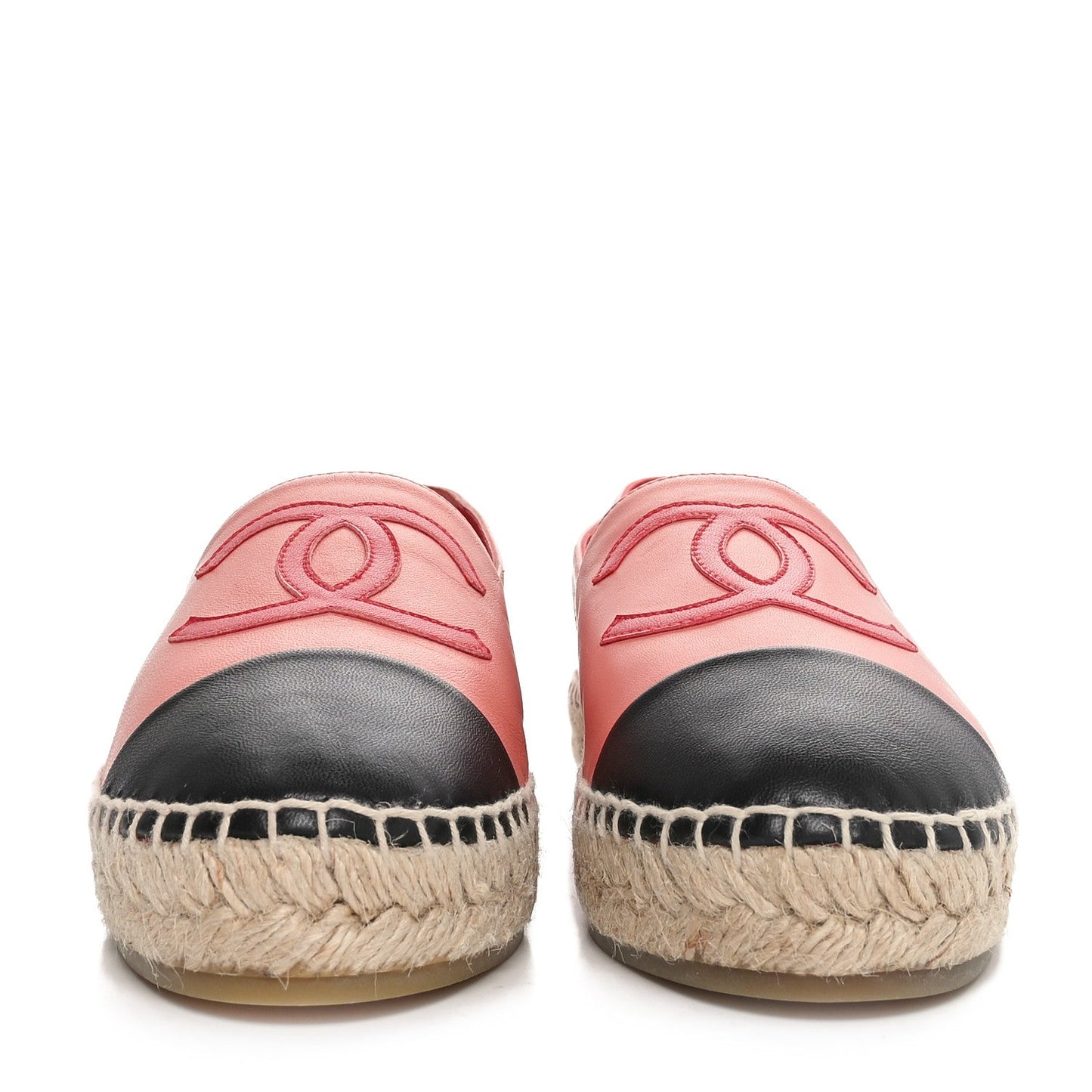 Amelia Lambskin CC Espadrilles 39 Pink Red Black