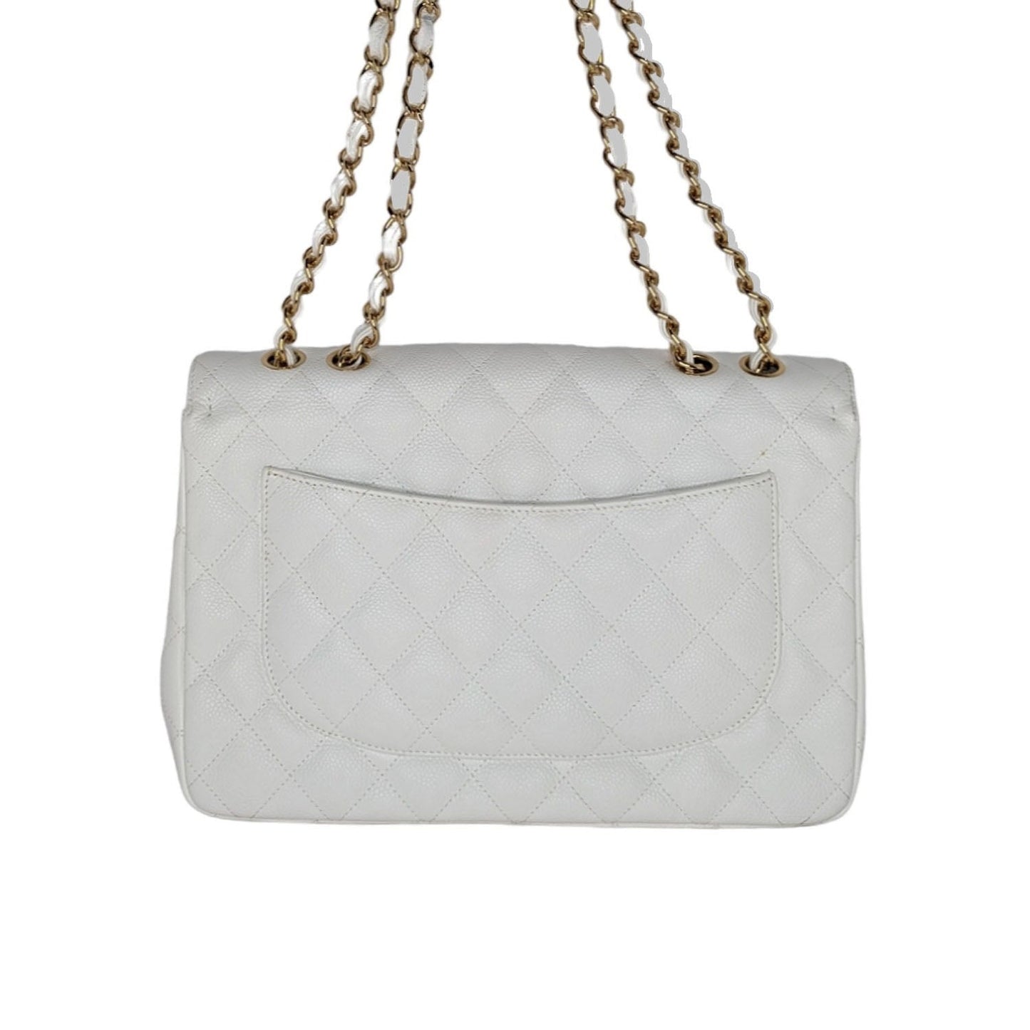 Chanel bags   Classic Quilted Caviar Single White Jumbo Flap