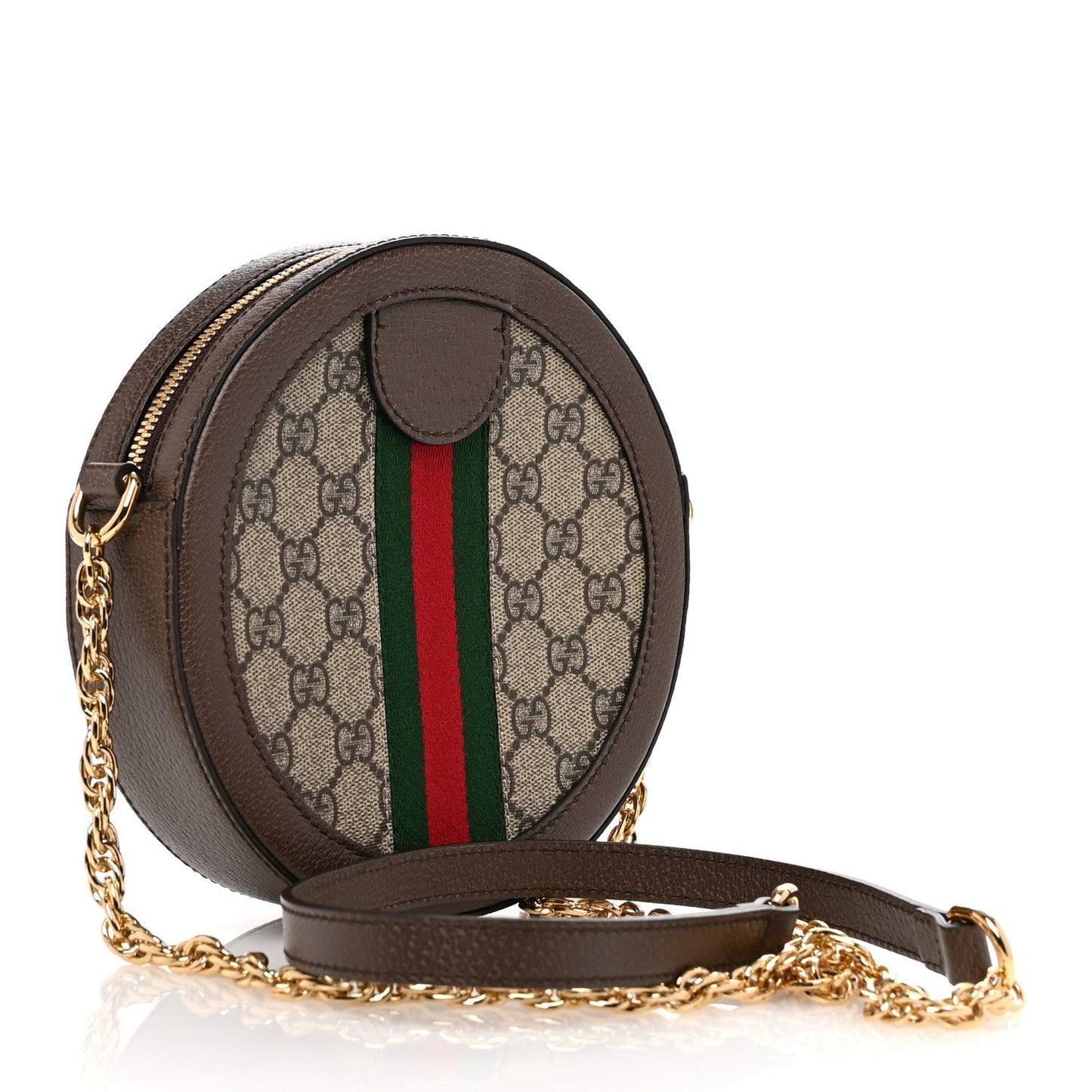 Amelia GG Supreme Monogram Web Mini Ophidia Round Shoulder Bag Brown