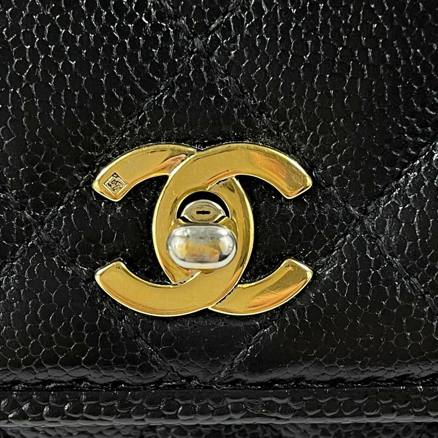 CHANEL   Large Quilted CC Caviar Kelly Flap Bag - Top Handle