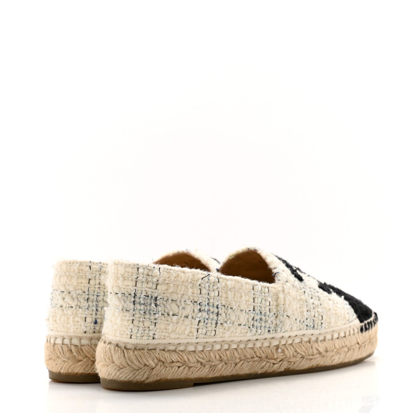 Amelia Tweed CC Espadrilles 36 Ecru White Blue Black