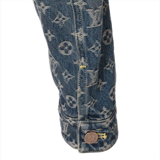 Louis Vuitton x NIGO Cotton Denim Jacket 46  Navy HJA10WUZC Giant Damier Waves Monogram