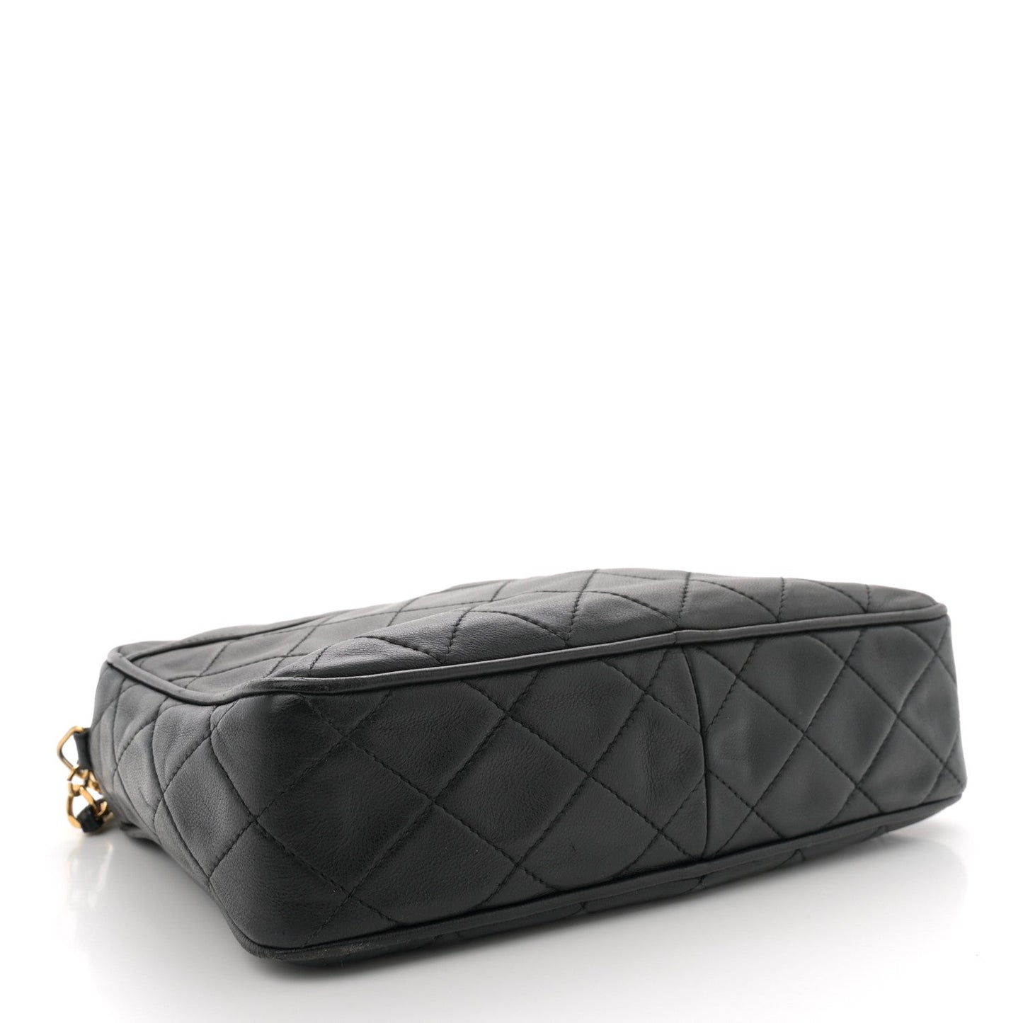 Amelia Lambskin Quilted Tassel Camera Case Black
