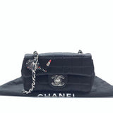 Chanel Extra Mini Flap Bag Black Satin Choco Bar Lipstick Mirror Crossbody, 2005
