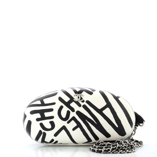 CHANEL Zip Around Sunglasses Case with Chain Printed Leather