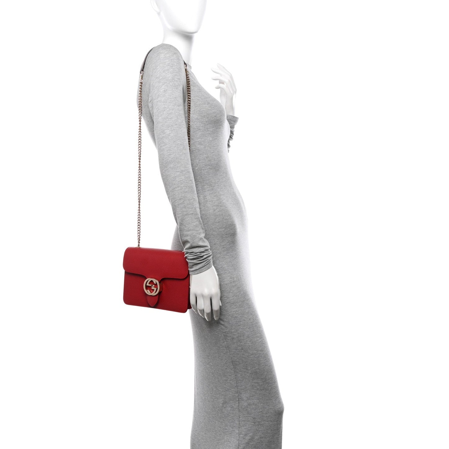 Amelia Dollar Calfskin Small Interlocking G Shoulder Bag Red