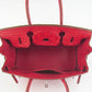 Hermes Birkin 30cm Crocodile Head Vein Handbags Red Silver