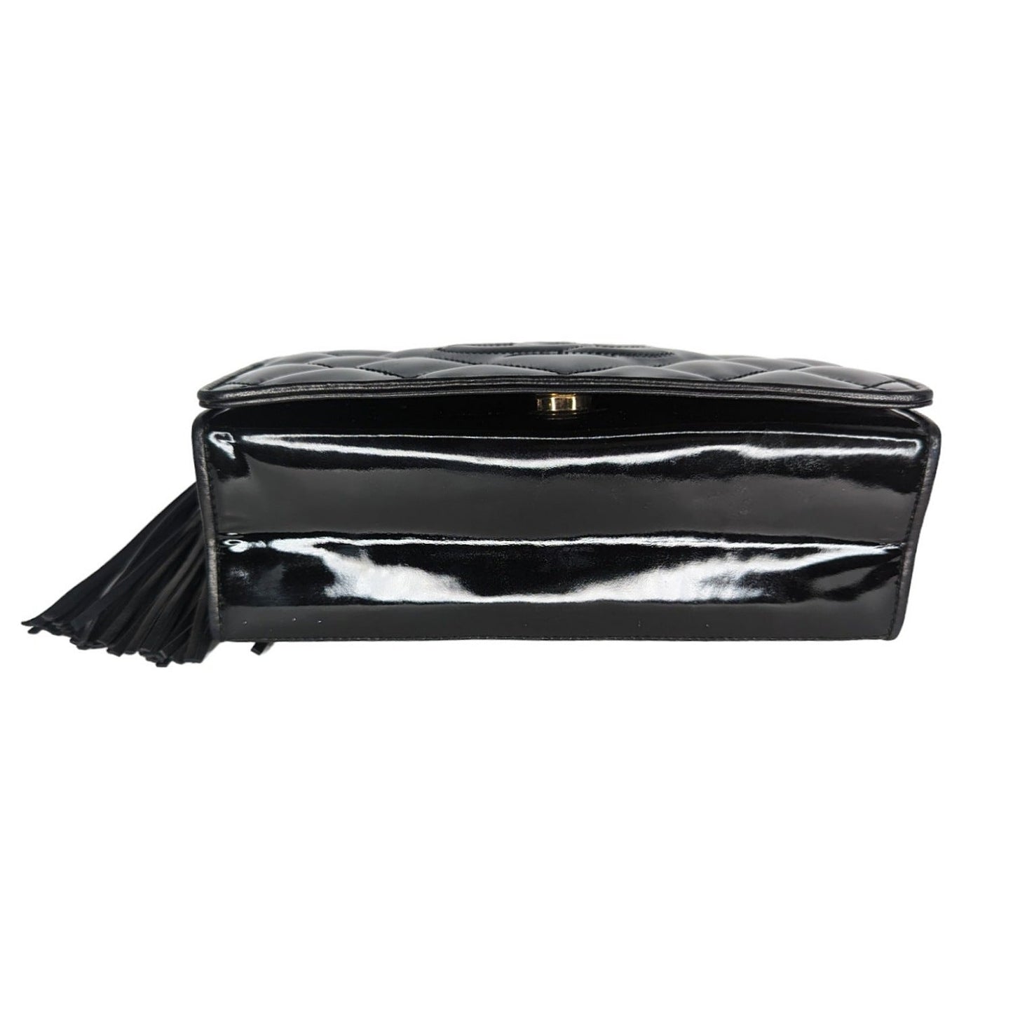 Chanel   Patent Leather Quilted CC Tassel Flap Bag