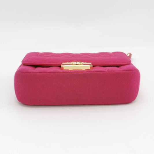 Chanel Mini Chic With Me Flap Bag Cotton Cloth Pink Fuchsia Crossbody Bag