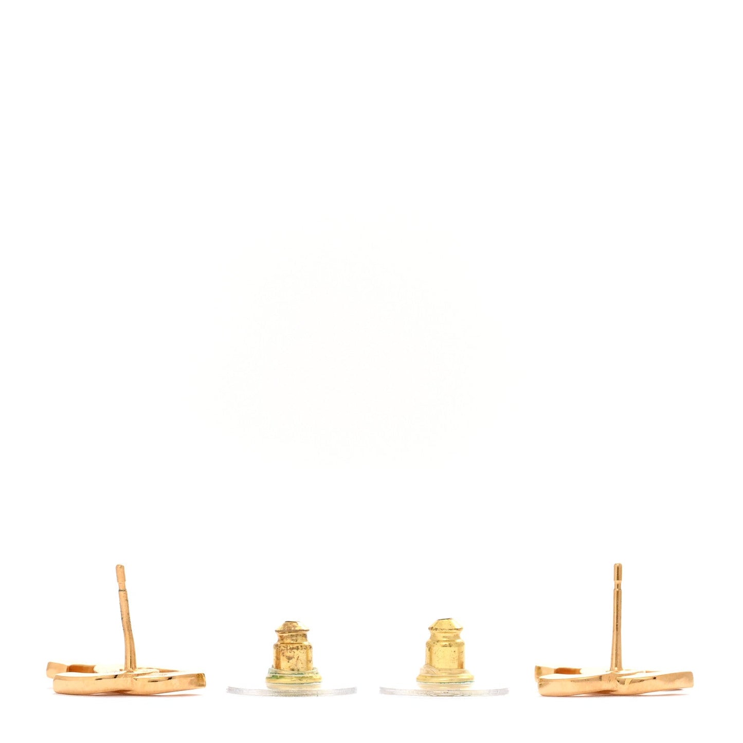 Amelia Metal CC Paris Button Stud Earrings Gold