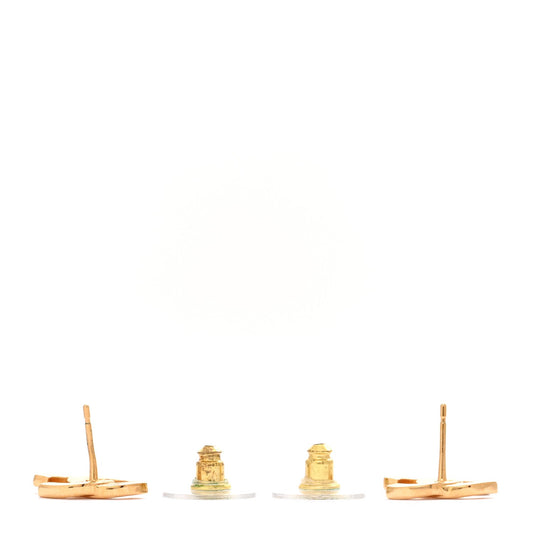 Amelia Metal CC Paris Button Stud Earrings Gold