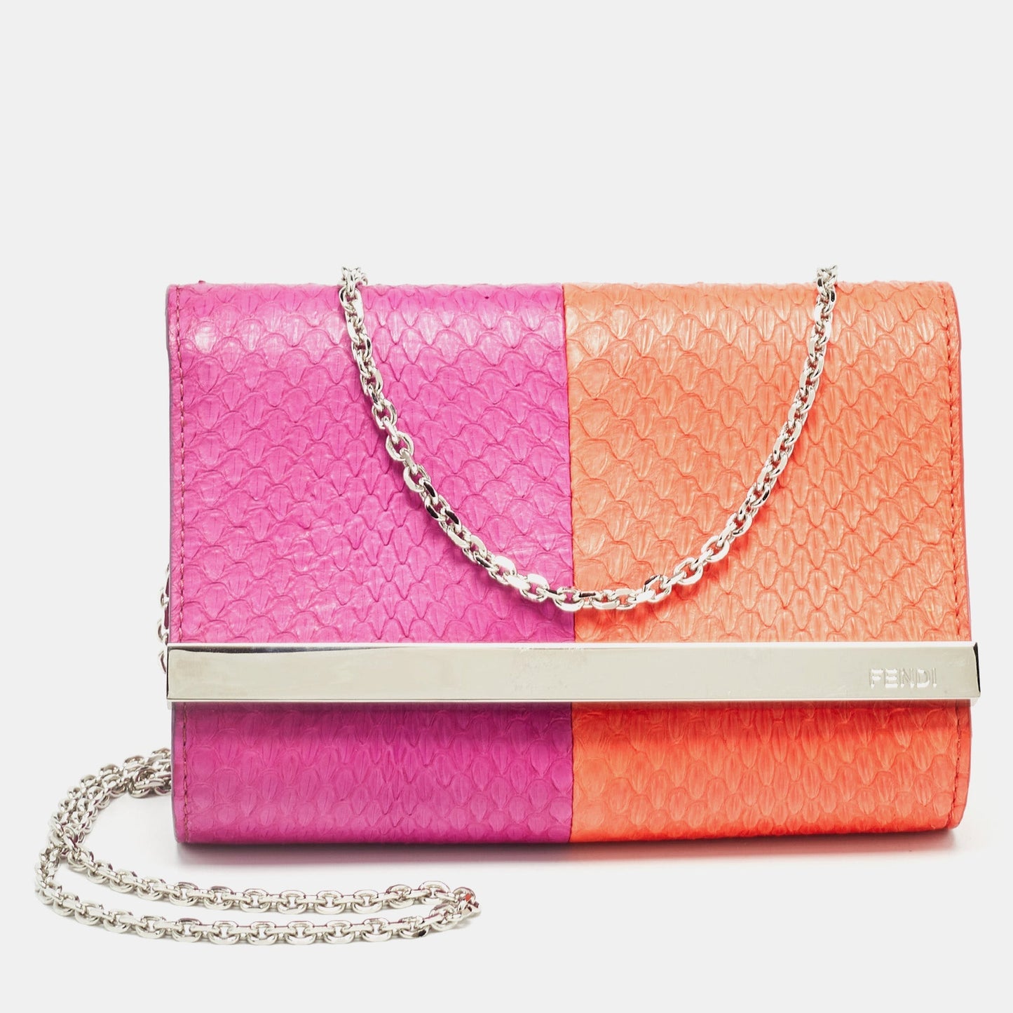 Purple/Orange Snakeskin Rush Chain Clutch