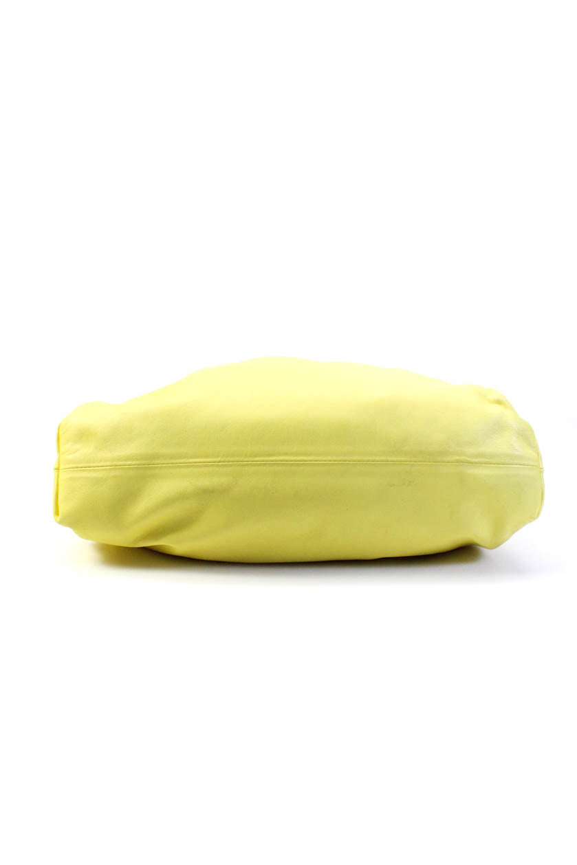 Bottega Veneta Womens The Pouch Hinged Leather Clutch Handbag Light Yellow