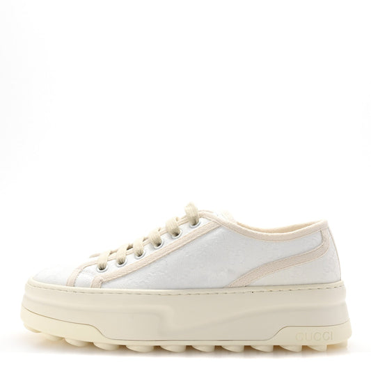 Amelia GG Monogram Womens 1977 Tennis Platform 52mm Sneakers 37 Great White Mystic White